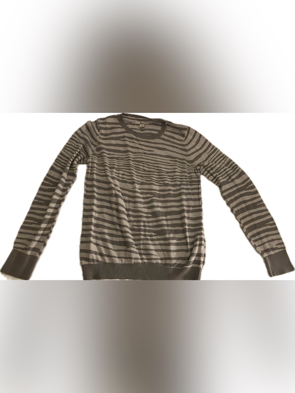 Bass Men's Striped Crewneck Sweater in Gray and Cream
